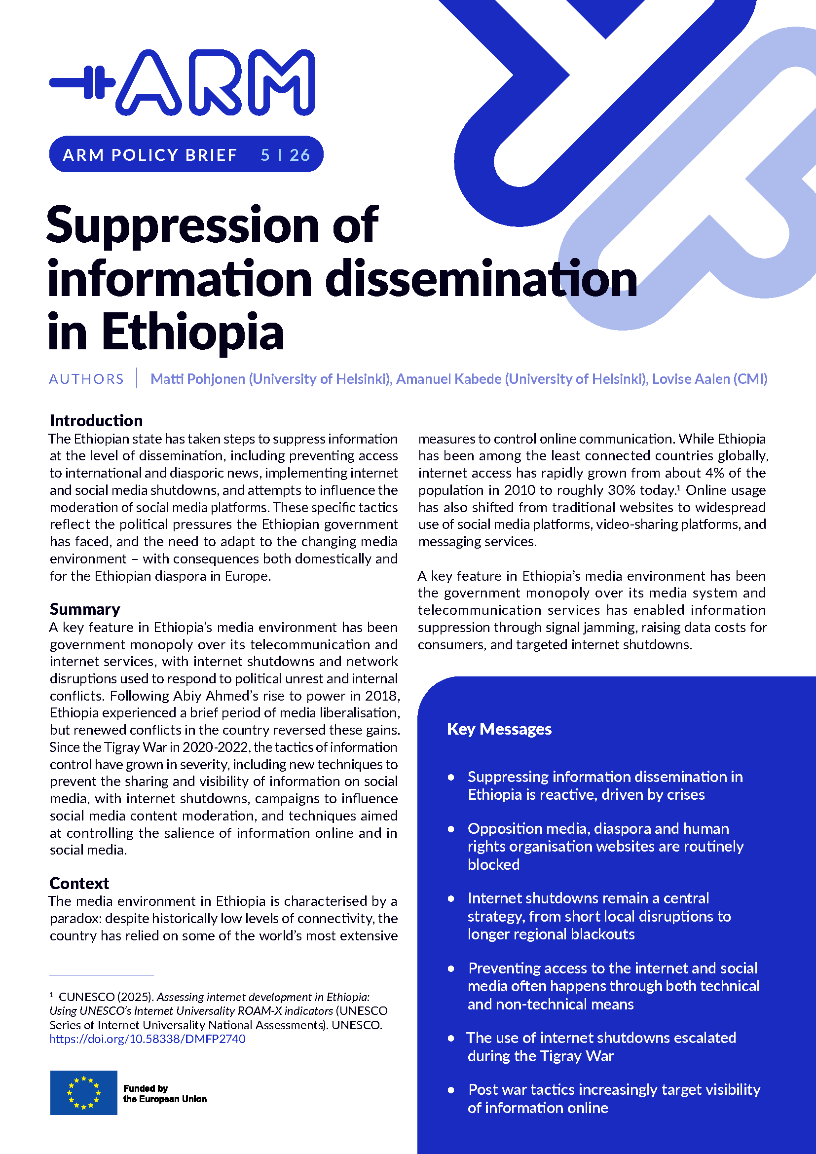 Suppression of information dissemination in Ethiopia