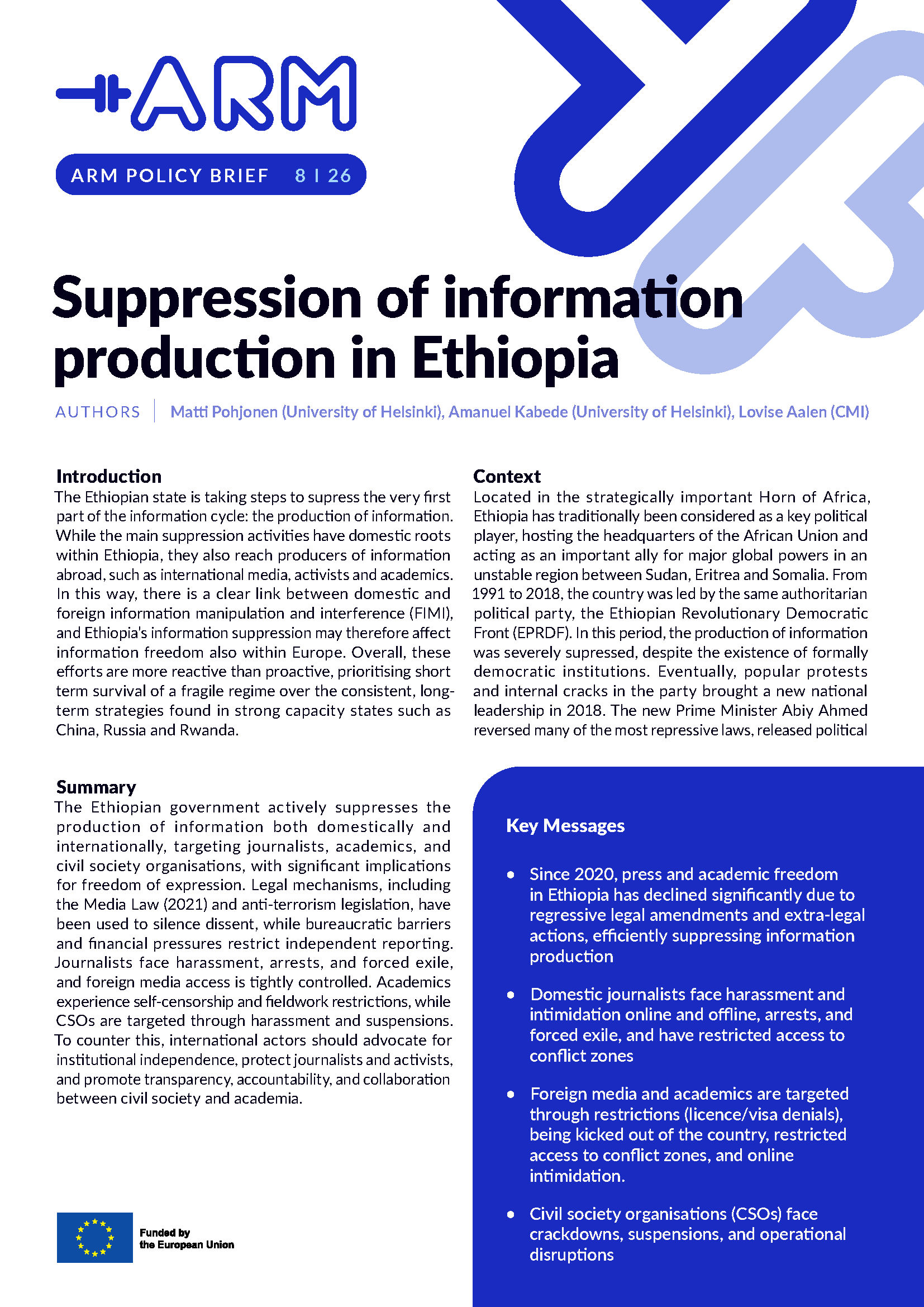 Suppression of information production in Ethiopia